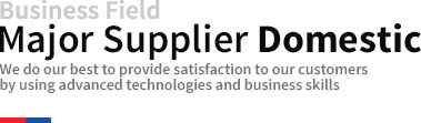 Business Field Major Supplier Domestic We do our best to provide satisfaction to our customers by using advanced technologies and business skills.